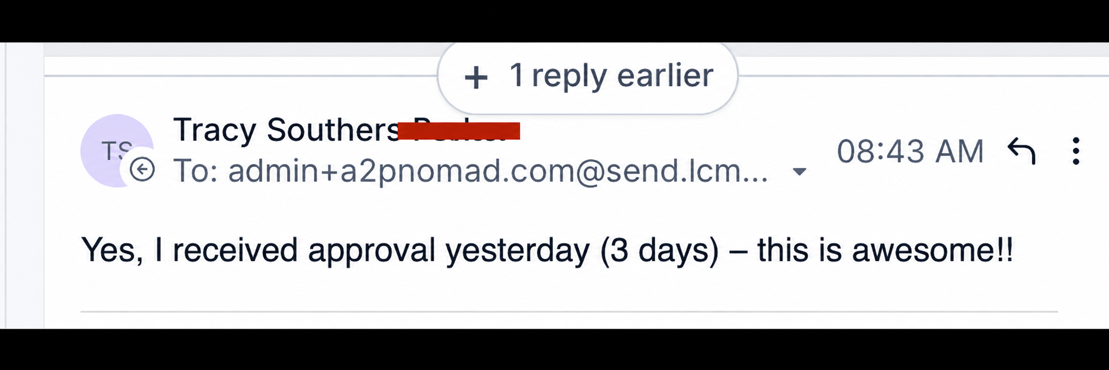 Email: Yes, I received approval yesterday (3 days), this is awesome!!